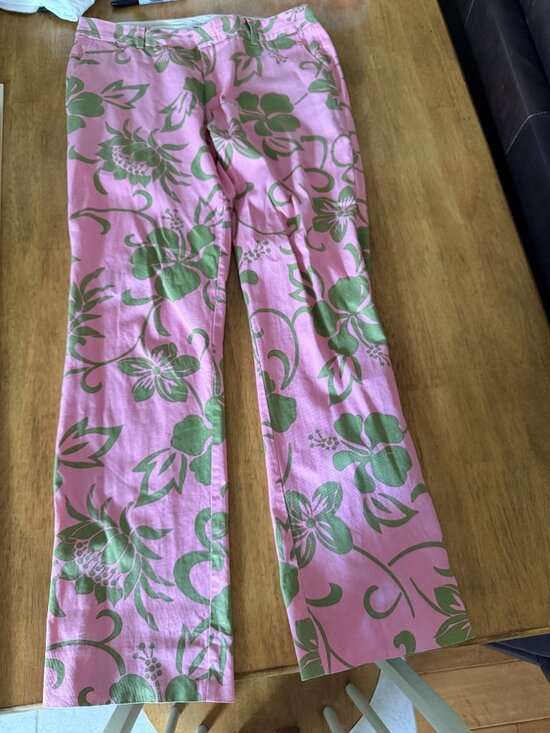 Trina Turk Pants - Trina Turk Womens Pink & Green Tropical Print Lightweight Denim Pants 34x30
